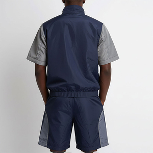 Breathable Nylon Hooded Collar Personalized Logo Summer Casual Windbreaker Shorts Set Full Zip-<b>Up</b> Two Piece Men's - Product Image 5