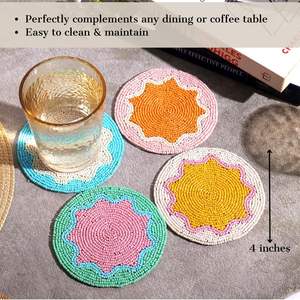 Sous-verres perlés multicolores en verre, décoration de table bohème pour la salle à manger et les cadeaux - Product Image 5