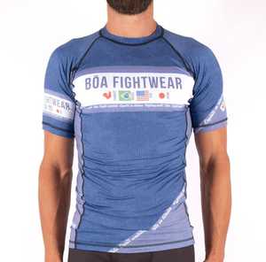เสื้อรัดกล้ามเนื้อ BJJ แบบสั่งทำพิเศษสำหรับผู้ชาย แขนสั้น สำหรับยิวยิตสู ชุดรัดกล้ามเนื้อแบบไม่ใช้ผ้าคลุม สำหรับการฝึกซ้อม MMA แบบซับลิเมชั่น - Product Image 1