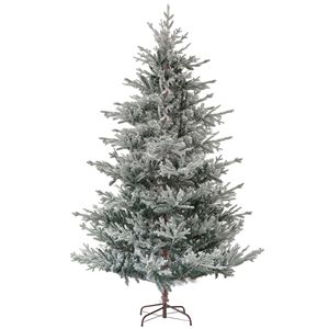 7ft Nordic Pine Christmas <b>Tree</b> 9ft Foldable Hinged Xmas <b>Tree</b> with Snow Easy Assembly Iron LED <b>Lights</b> for Home Office Holiday - Product Image 1