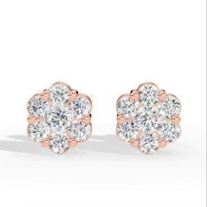 Pendientes con Diseño Floral, Lujosos, para Novia, Compromiso, Boda, Aniversario, con Diamantes Cultivados en Laboratorio D E VVS, Plata Plateada - Product Image 3