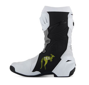 Bottes de moto en cuir pour hommes, design unique et tendance, qualité supérieure, doublure en mesh respirant, style course, ventilées, blanches - Product Image 4