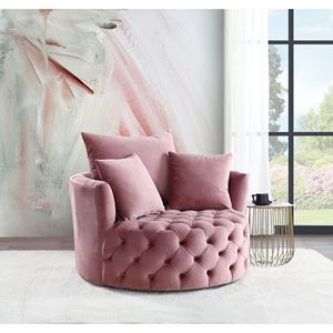 Poltrona Girevole Zunyas in Velluto Rosa per Soggiorno - Product Image 2