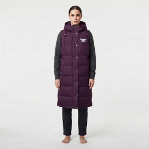 Gilet long matelassé tendance pour femme, avec capuche, entièrement zippé, style streetwear décontracté, vêtement d'extérieur mode pour l'hiver - Product Image 2