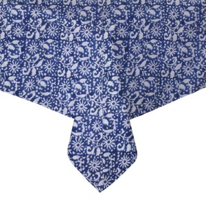 Nappe en pur coton imprimé carré à la main ferme indienne mariage décoratif lin couverture de table faite à la main - Product Image 1