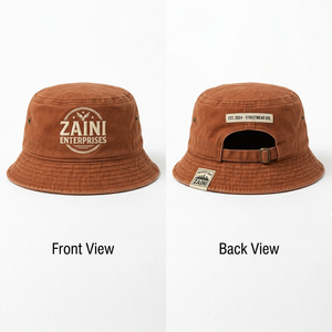 หมวกบักเก็ต ZAINI 220 GSM ผ้าโพลีเอสเตอร์พรีเมียมแบบอินเตอร์ล็อค สีเทา-น้ำเงิน พิมพ์ลายดิจิทัล ปักโลโก้แบบ 3 มิติ สำหรับทุกเพศ เหมาะสำหรับฤดูร้อนและกิจกรรมกลางแจ้ง - Product Image 1