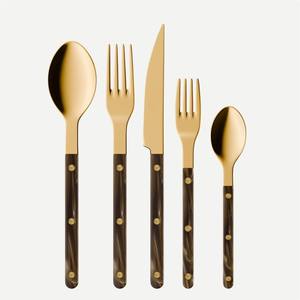 Juego de Cubiertos de Lujo en Oro, Acero Inoxidable 18/10, Mango de Resina de Mármol, Vajilla para Bodas, Hoteles y Restaurantes, Venta al Por Mayor - Product Image 1