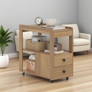 Consolle a 2 cassetti con ripiani per soggiorno, tavolino laterale da divano - Product Image 2