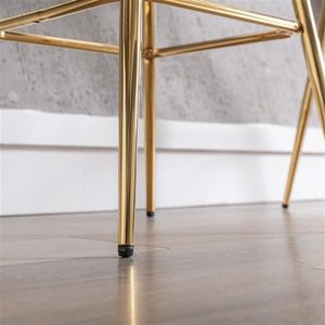 2pc 30-Inch Simple Bar Stools with Chrome Footrest and Base Velvet + Golden Leg Cream Color - Product Image 6