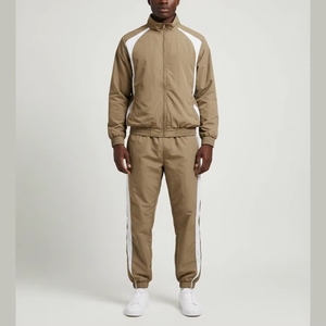 ชุดวอร์มแทรคสูทผ้าโพลีเอสเตอร์ 100% แบบสองชิ้น ชุดออกกำลังกายกันลมสำหรับผู้ชาย - Product Image 3