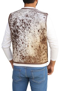 Chaleco sin Mangas de Pelo de Vaca de Alta Calidad, Chaqueta de Cuero Genuino Personalizada para Hombre - Product Image 3