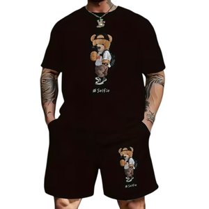 Conjunto deportivo de verano unisex con estampado personalizado, conjunto de dos piezas, camiseta de manga corta y pantalones cortos, ropa informal de calle. - Product Image 3