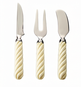 Juego de cuchillos para queso de acero inoxidable moderno con mango de diseño de cuerda de resina, utensilios de cocina para uso en bodas y restaurantes. - Product Image 1