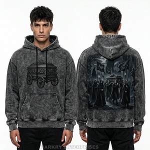 Sweat à capuche vintage vert foncé pour homme, imprimé graphique personnalisé, streetwear, pull en molleton de coton épais, coupe oversize, vente en gros - Product Image 2