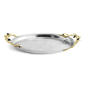 Silverware Food Snacks Serving Tray Finest Quality Stainless Steel Tray One <b>Side</b> Black Orchid Handle Dessert Server Tray On Sale - Product Image 2