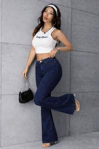 Proveedor Indio: Jeans Casuales de Cintura Alta para Mujer con Corte de Pierna Ancha y Costuras de Mezclilla Duraderas para un Estilo Moderno en Oferta - Product Image 2