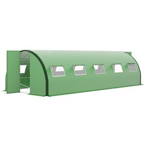 "24.6FT X 10FT X 6.6FT Walk-in Greenhouse with Tempered Glass and Steel <b>Frame</b> for <b>Planting</b> and Hydroponic Grow" - Product Image 1