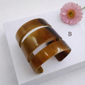 Natural Black Eco-Friendly Polished <b>Love</b> Buffalo Horn Wide Cuff <b>Bangle</b> Handmade Modern Tribal - Product Image 1