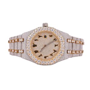 Reloj de pulsera de lujo para hombre con diamantes, correa de acero inoxidable, movimiento analógico de cuarzo, caja redonda, cierre desplegable, cristales brillantes, elegante - Product Image 3
