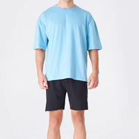 Ensemble décontracté surdimensionné 2 pièces pour homme, t-shirt et short, avec logo personnalisé, couleur unie, séchage rapide, col rond, 100 % coton molletonné, design personnalisé