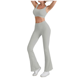Conjunto de Yoga sin costuras transpirable de cintura alta XL para mujer, pantalones cortos para correr de secado rápido para levantamiento de cadera ajustados desnudos lavados de alta intensidad - Product Image 2