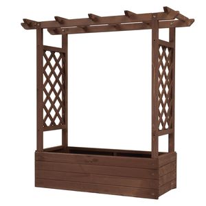 Fioriera Rialzata in Legno Carbonizzato con Design Moderno 43.5*17.5*44.5 Pollici, Struttura ad Arco con Graticolato e Cancello per Recinzione - Product Image 1