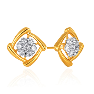 ต่างหูเพชรทรงดอกไม้สี่กลีบ ดีไซน์ทันสมัย ประดับเพชรแล็บโกรว์ ทองคำขาว 14K เครื่องประดับหรูหรา - Product Image 3