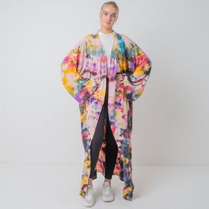 Personalizado bohemio blanco Digital estampado Floral mujer verano ropa de playa borla encaje manga larga abrigo Kimono Bata - Product Image 1
