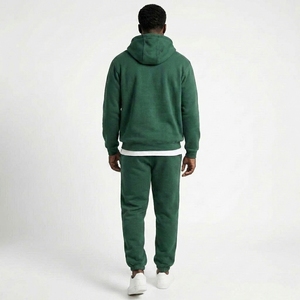 Men 2 Piece School Sports <b>Tracksuit</b> Set Quarter Zip Hoodie Fleece Jogger Pants Uniform Custom OEM Wholesale Manufacturer - Product Image 2