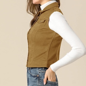 Gilet en jean sans manches personnalisé coton matelassé haute chaleur tricoté bouton Streetwear compressible coupe-vent pour le travail tenue décontractée - Product Image 3