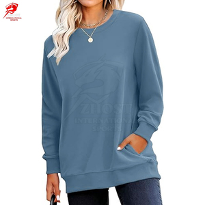 ZHOST INTERNATIONAL SPORTS <b>Women</b> <b>V</b>-<b>neck</b> Long Sleeve <b>Sweatshirt</b> Solid Color Casual Spring Pullover Breathable Eco-Friendly Front - Product Image 3