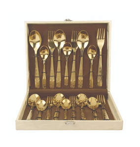 Brass Cutlery Spoon Flatware <b>Sets</b> With <b>Black</b> Box Packing Gifts for Kitchenware and Restaurants Partyware Spoon - Product Image 2