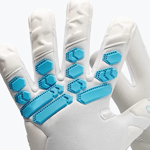 Custom Design White Soccer Goalkeeper Glove with 4mm German Latex Rubber Inject on back Negative Cut Thumb Wrap - Product Image 5