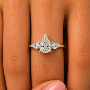Anillo de compromiso clásico con diamante cultivado en laboratorio de 1.00 ct con certificación IGI, en forma de pera, anillo nupcial de tres piedras con diamantes en forma de pera para mujer - Product Image 2