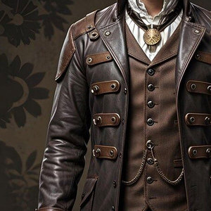 Handmade Brown Leather Steampunk <b>Jacket</b> for Men <b>Gothic</b> Style Victorian Style Custom Fit Leather <b>Jackets</b> for Men - Product Image 4