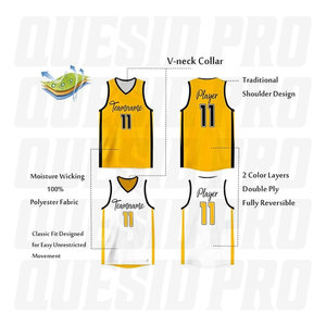 Maillots de basketball cousus, imprimés, grande taille, unisexe, OEM, réversibles, hauts et gilets de sport - Product Image 2