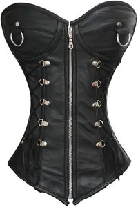 Corset en cuir PU pour femme avec fermeture éclair et design à lacets, corsage sculptant ferme, rose - Product Image 5