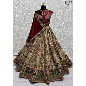 Colecciones de Novias Indias y Pakistaníes Fabzone FZBELLA, Atuendo de Boda de Terciopelo con Bordado Zarkhan para Novias - Product Image 1