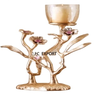 Stylish Design Home Decorative <b>Leaf</b> and Floral Design Candle Holder <b>Lighting</b> Accessories for Wedding Decorative Candle Holder - Product Image 1