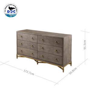 6-Drawer Extendable <b>Foldable</b> Convertible Modern Faux Shagreen Storage Cabinet Nightstand Function for Hotel Dining Home Office - Product Image 3