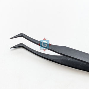 แหนบต่อขนตาสแตนเลสสีดำด้านแบบขายส่ง ผ่านการทดสอบด้วยมือ - Product Image 2