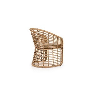 Silla de Patio MINA Elegante de Ratán con Respaldo Redondeado y Tejido de Mimbre Natural - Product Image 4