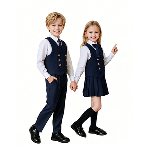 Ensemble de gilets d'uniforme scolaire pour garçons et filles, maternelle, primaire, lycée, gilet sans manches, vêtements scolaires formels pour étudiants, design personnalisé - Product Image 4