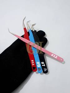 Pinzas de Acero Inoxidable de Alta Calidad para Extensiones de Pestañas, Rojas/Azules/Blancas, Punta de Fibra de Precisión, Antimagnéticas, Antiestáticas, 10 mm - Product Image 5