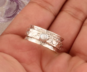 High Quality 925 Sterling Silver <b>Spinner</b> <b>Ring</b> Unisex Vintage Style for Wedding & Party - Product Image 1