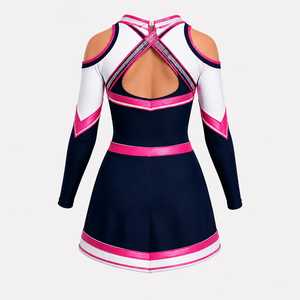 Premium Quality Cheerleading Dress Long Sleeve Cold Shoulder Cross Back <b>Mini</b> Athletic Style High Waist Attractive Design - Product Image 2
