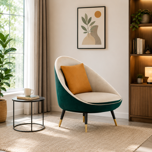 Fauteuil lounge moderne en velours capitonné, fauteuil d'appoint de luxe avec pieds en métal doré pour salon, hôtel, villa, mobilier de maison - Product Image 3