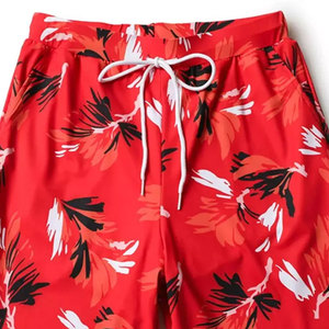 <b>Men's</b> Red <b>Floral</b> Print Board <b>Shorts</b> Quick Dry Drawstring Casual Swimwear Bermuda Length - Product Image 3
