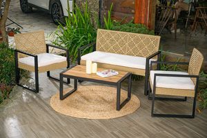 Ensemble moderne de 4 pièces pour jardin et terrasse en rotin tissé à la main de haute qualité pour hôtel, salon, cour, meilleur prix pour l'école - Product Image 3