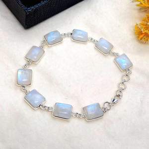 Pulsera de Piedra Lunar Arcoíris, Plata de Ley 925, Ajustable, Estilo Boho, Hecha a Mano, Joyería de Piedras Preciosas Naturales, Regalo - Product Image 6
